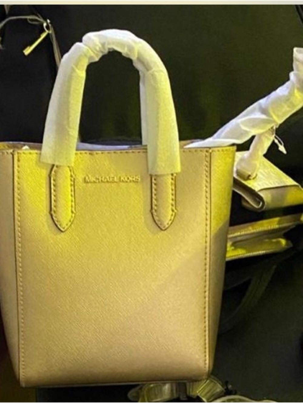 Michael Kors Gold Saffiano Mini Tote
